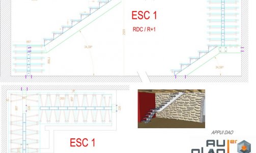 Appui DAO-Plan de validation -fabrication-Détail-(Escalier) Cournon-d’Auvergne   